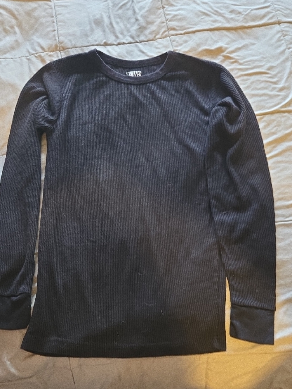 Men's Ribbed Long-Sleeve Undershirt - Black